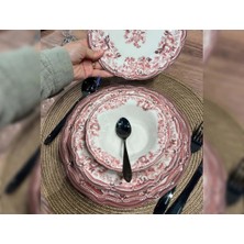 Porser Velour Maroon Fulya Yemek Takımı 24 Parça