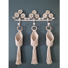 Hobi Kafe 3 Adet  Makrome Mini Kaktüs Saksılık (Kaktüsler Dahil Değildir)