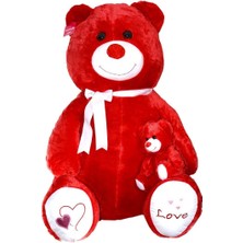 Selay Oyuncak 1085KR Yavrulu Ayı 95CM Kırmızı