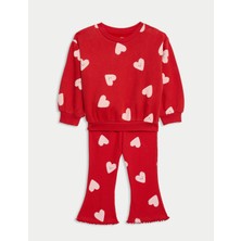 Marks & Spencer 2’li Pamuklu Kalp Desenli Üst ve Alt Takım (0–6 Yaş)