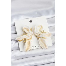 Clariss Lotus Model Beyaz Renk Tüllü Kadın Küpe