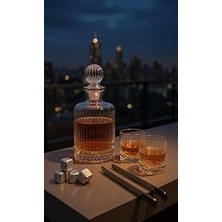 SHC4200 Cam Karaf Sürahi ve 2 Adet 265 ml Bardak - Viski Seti - Su Meşrubat Viski Şişesi 1100 ml