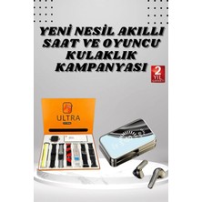 Marsilyan- Aynalı Bluetooth Kulaklık ve 7 Kordonlu Akıllı Saat Dijital Göstergeli Uzun Pil Ömrü