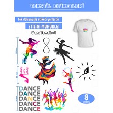 Agg Reklam Ütü ile Yapışan Kıyafet Etiketi Dans Temalı -1  8li Set