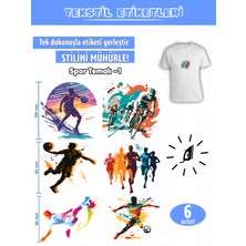 Agg Reklam Ütü ile Yapışan Kıyafet Etiketi Spor Temalı -1   6lı Set