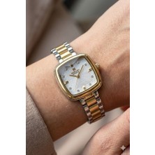 Reward Kadın Kol Saati | 22 mm Çelik Kasa, Kare Kadran, Çift Renk Çelik Kordon (Gold & Gümüş)