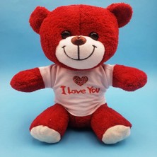 No 35 Moda Kırmızı I Love You Tişörtlü Peluş Ayıcık