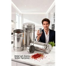 Aylina Bfs Inox 3’lü Baharatlık Seti - Ayarlanabilir Başlıklı Gurme Serisi 304 Paslanmaz Çelik