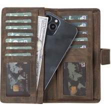 No 35 Moda Coppet 6.7 Inch Uyumlu Deri Kartlıklı Kılıf G2 Kahve