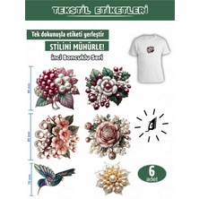 Agg Reklam Ütü ile Yapışan Kıyafet Etiketi Inci Boncuklu Seri 6lı Set