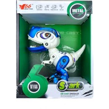 bebekokusu Dekoratif Metal Sesli ve Işıklı Mavi Beyaz Dinozor