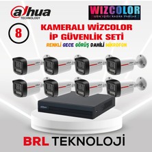 Dahua 8 Kameralı 4 Mp Wiz Color Dahili Mikrofonlu Ip Güvenlik Kamera Seti