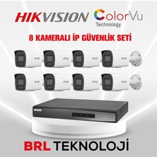 Hikvision 8 Kameralı 2 Mp Colorvu Ip Güvenlik Kamera Seti DS-2CD1027G2H-LIUF (Dahili Mikrofonlu)