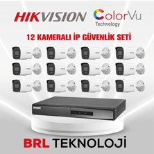 Hikvision 12 Kameralı 2 Mp Colorvu Ip Güvenlik Kamera Seti DS-2CD1027G2H-LIUF (Dahili Mikrofonlu)