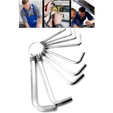 No 35 Moda 10 Parça Çelik Alyan Seti Kısa Düz Köşe Alyan Anahtar Takımı