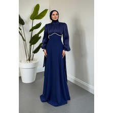 Merven Akyüz Shabnam Beli Taşlı Abiye Lacivert