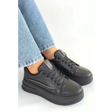 bebekokusu Natte Siyah Cilt Bağcıklı Spor Ayakkabı