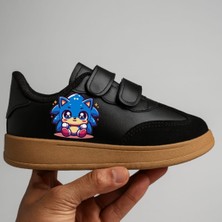 Lias Design Tatlı Sonici Baskılı Siyah Kauçuk Taban Görünümlü Çocuk Spor Ayakkabı Sneaker