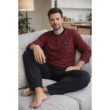 Tenra Erkek Pijama Takımı Yarım Düğmeli  %100 Pamuk