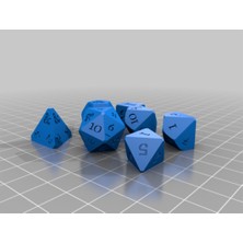 Atölye Matris D & D Dungeons And Dragons Oyun 7'li Zar Seti Mavi Renk 3D Baskı Pla Plastik 1.8 - 3.1 cm Boylarında