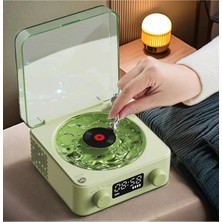 Waves Nostalji Plak Görünümlü Bluetooth Hoparlör 3D Ses Dalgası Retro Müzik Plak Yeşil - Lisinya