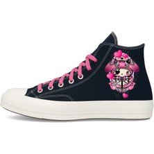 Lias Design Korsan Krolimici Baskılı Siyah Keten Bağcklı Çocuk Spor Ayakkabı Sneaker