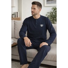 Tenra Erkek Pijama Takımı Yarım Düğmeli %100 Pamuk