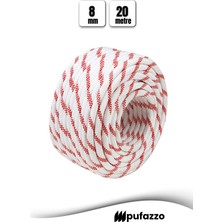 Pufazzo Iskota Halat 8mm 20m - Polyester Örme Halat – Dayanıklı Gemici, Denizci, Kamp ve Dağcı ipi