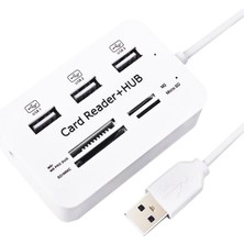 Starseven 3 Port 2.0 USB Çoklayıcı Hub + 4 Slot Kart Okuyucu PM-6052
