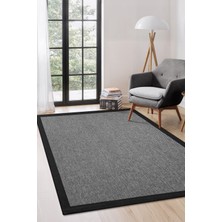 Colore Home Sisal Jüt Gri Halı Siyah Bordürlü Halı Bordürlü Gri Sisal Yolluk