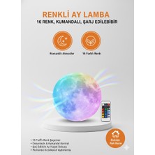 Eser Ticarett 16 Renkli Ay Lamba – Kumandalı ve Dokunmatik, Şarj Edilebilir Dekoratif LED Gece Lambası