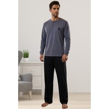 Effortt Füme %100 Pamuklu Kumaş Erkek Pijama Takımı