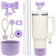 Besify Stanley Uyumlu 30-40 Oz Quencher Aksesuar Tıpa Charm Taban Koruyucu Pipet Sızdırmaz Set 9 Parça