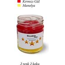 Kuzgun Ticaret Premium Seri 2 Renk 2 Koku Sarı Kırmızı Beş Yıldız Kavanoz Mum 210 cc - Ryl