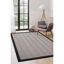 Colore Home Sisal Jüt Halı Siyah Bordürlü Halı Bordürlü Içi Bej Sisal Yolluk