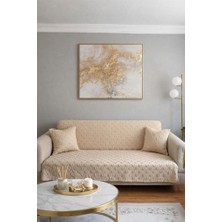 Çeyiz Diyarı Konik Kırlent Kılıfı Hediyeli 170X210 cm Pamuklu Koltuk Örtüsü Bej