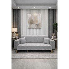 Çeyiz Diyarı Lumpa Kırlent Kılıfı Hediyeli 170X210 cm Pamuklu Koltuk Örtüsü Gri
