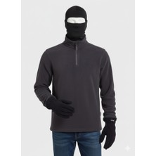 Oil Company 3'lü Polar Set Kar Maskesi, Polar Eldiven ve Yarım Fermuarlı Polar Sweatshirt