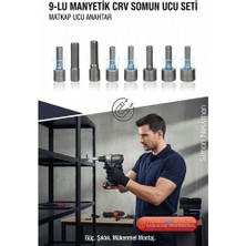 Nirvado Shop 9 Parça Mıknatıslı Somun Sıkma Ucu Seti - Manyetik Cr-V Çelik Matkap Ucu Adaptörü