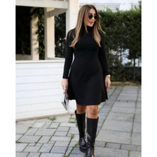 Beruflic Kadın Uzun Kollu Balıkçı Yaka Salaş Kusa Akrilik Elbise