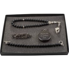 Hediye Shop Kişiye ve Isme Özel Siyah Köstekli Saat, Tesbih ve Bileklik Seti