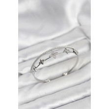 Solenya Pirinç Gümüş Renk Çiçek Model Kadın Bileklik