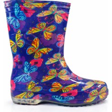 Fafatara Kelebek Desenli Su Geçirmez Yağmur ve Bahçe Çizmesi – Kaymaz Tabanlı Renkli PVC Bot