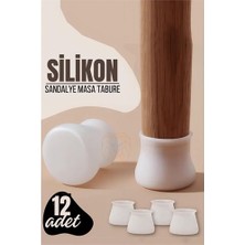 Nirvado Shop Turk Masa ve Sandalye Ayak Koruyucu Silikon Zemin Koruyucu Beyaz 12 Adet