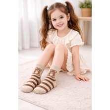 Gigi Giyim Gözlüklü Bear Baskılı Unisex Çocuk Kolej Çorap