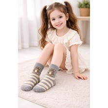 Gigi Giyim Gözlüklü Bear Baskılı Unisex Çocuk Kolej Çorap