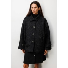 Ekol Yarasa Kol Simli Kaşe Kaban 6091