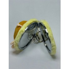 Hamburger Şekilli Peluş Çift Taraflı Aynalı Anahtarlık & Çanta Aksesuarı