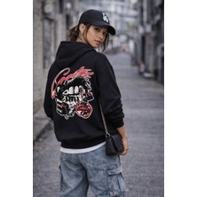 Camblys Unisex Crtiz Dudak Sırt Baskılı Oversize Kapüşonlu Sweatshirt