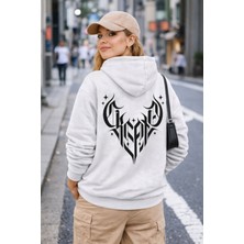 Camblys Sırt V Grafiti Baskılı Oversize Kapüşonlu Sweatshirt